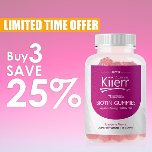 Kiierr Hair Growth Biotin Gummies - buy 3 save 25%