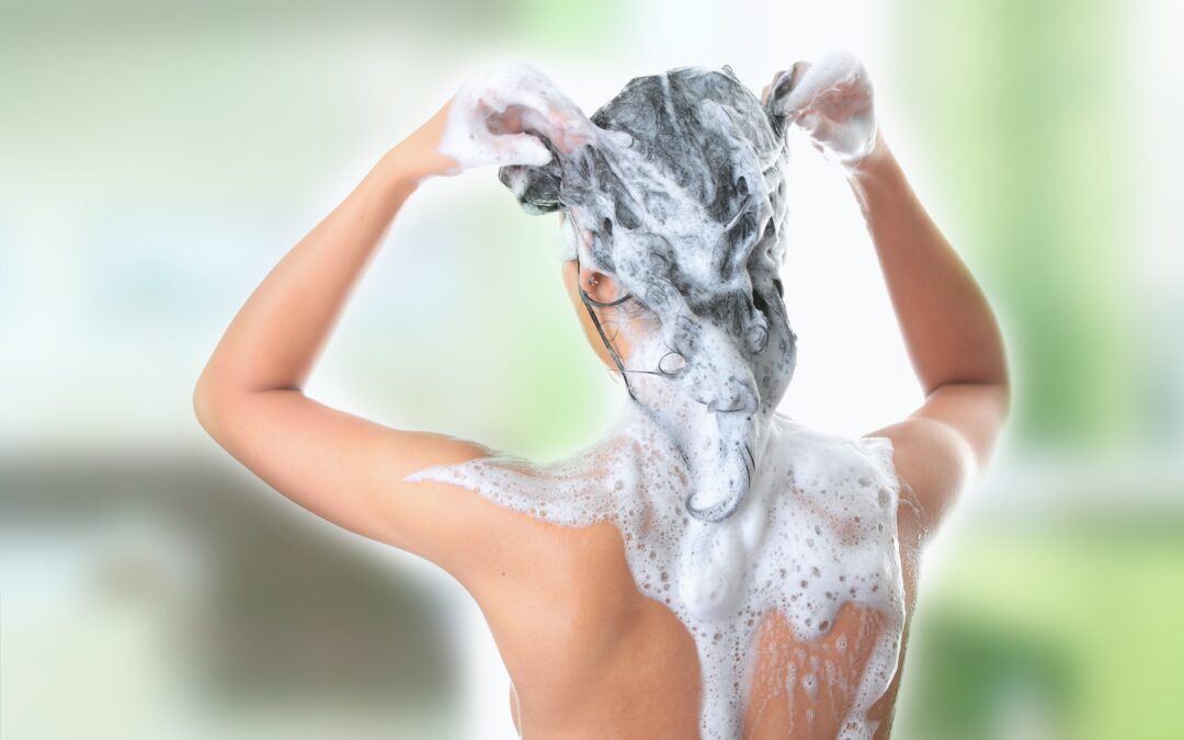 woman shampooing healthy hair